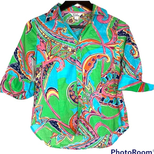 Lilly Pulitzer white‎ tag Paisley button down VTG